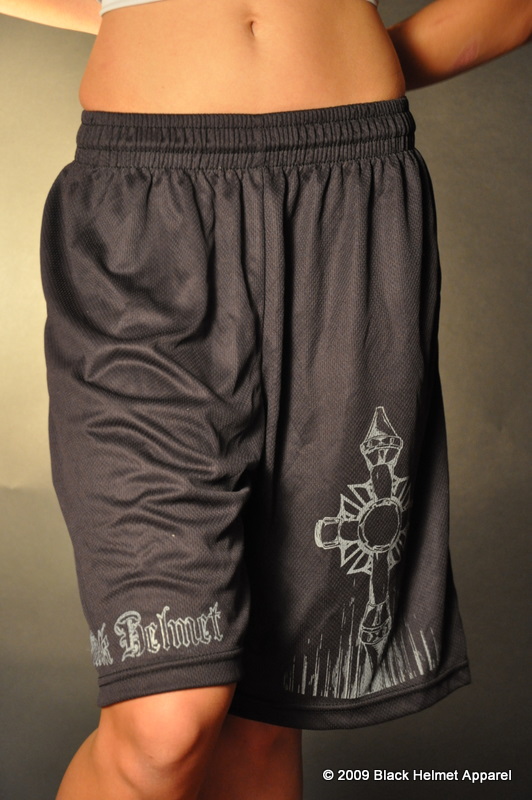 Hosecross Firefighter Workout Shorts Black Helmet