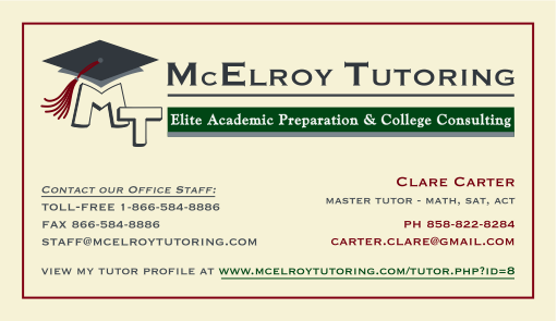 We offer personalized business cards to all McElroy tutors.